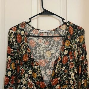 Pull&Bear Floral Maxi Dress - Black, Red, Yellow